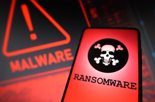 BRAZIL - 2023/04/08: In this photo illustration, the representation of a ransomware is displayed on a smartphone screen. 
Ransomware is a type of personal data hijacking malware. (Photo Illustration by Rafael Henrique/SOPA Images/LightRocket via Getty Images)
