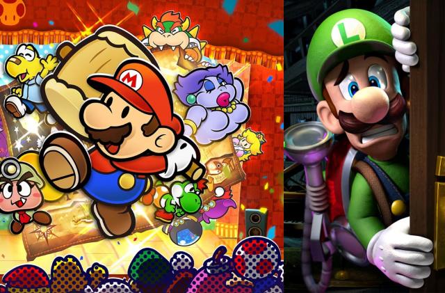 Covers for Paper Mario: The Thousand-Year Door and Luigi's Mansion 2 HD are cut together in a side-by-side