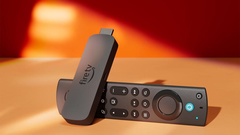 The Amazon Fire TV Stick 4K Max sits on a 