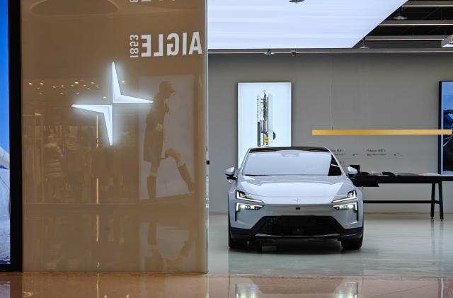 A Polestar new energy vehicle store is seen in Shanghai, China, on January 14, 2024. (Photo by Costfoto/NurPhoto via Getty Images)