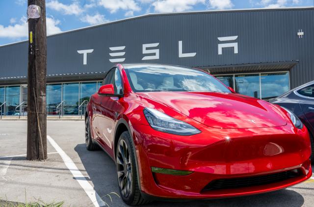 AUSTIN, TEXAS - MAY 31: A Tesla Model Y is seen on a Tesla car lot on May 31, 2023 in Austin, Texas. Tesla's Model Y has become the world's best selling car in the first quarter of 2023. (Photo by Brandon Bell/Getty Images)
