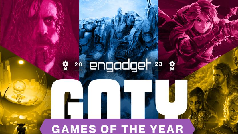 Engadget Games of the Year collage showing different colored panels with game screenshots. The text "GOTY Games of the Year" overlays this.
