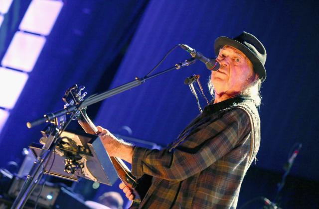 EAST TROY, WISCONSIN - SEPTEMBER 21:  Neil Young performs in concert during Farm Aid 34 at Alpine Valley Music Theatre on September 21, 2019 in East Troy, Wisconsin.  (Photo by Gary Miller/Getty Images)