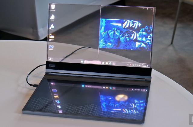 Lenovo's Project Crystal Concept device is said to be the world's first laptop with a transparent microLED display. 