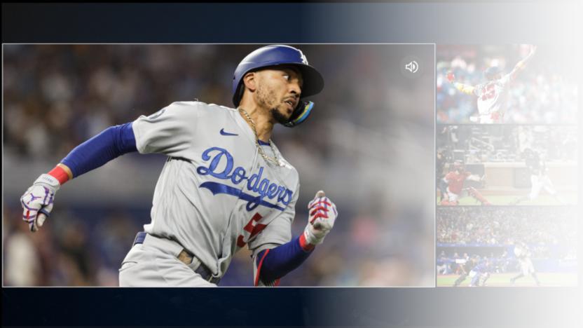 A screenshot of the MLB.TV multiview feature, which shows four MLB games simultaneously.