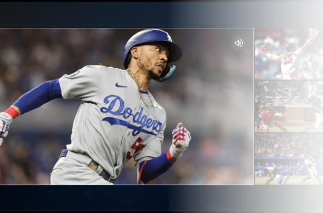 A screenshot of the MLB.TV multiview feature, which shows four MLB games simultaneously.