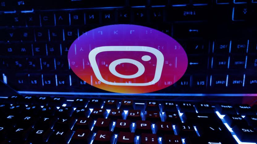 A keyboard is placed in front of a displayed Instagram logo in this illustration taken February 21, 2023. REUTERS/Dado Ruvic/Illustration