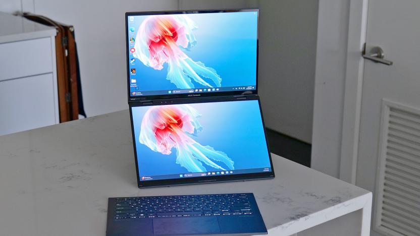 The centerpiece of the Zenbook Duo is a pair of gorgeous 14-inch OLED displays. 