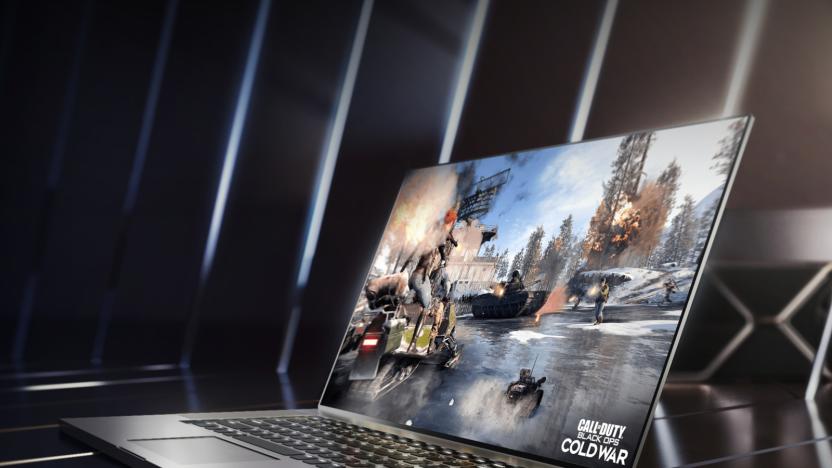 A laptop with a video game on its screen.